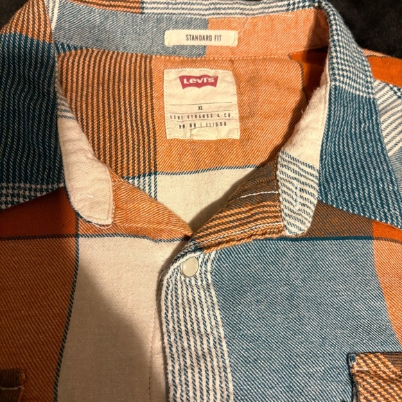 Levi's Men's Casual Plaid Shirt - Blue, Orange, White SZ XL - Picture 3 of 5